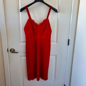 Express red lace midi dress